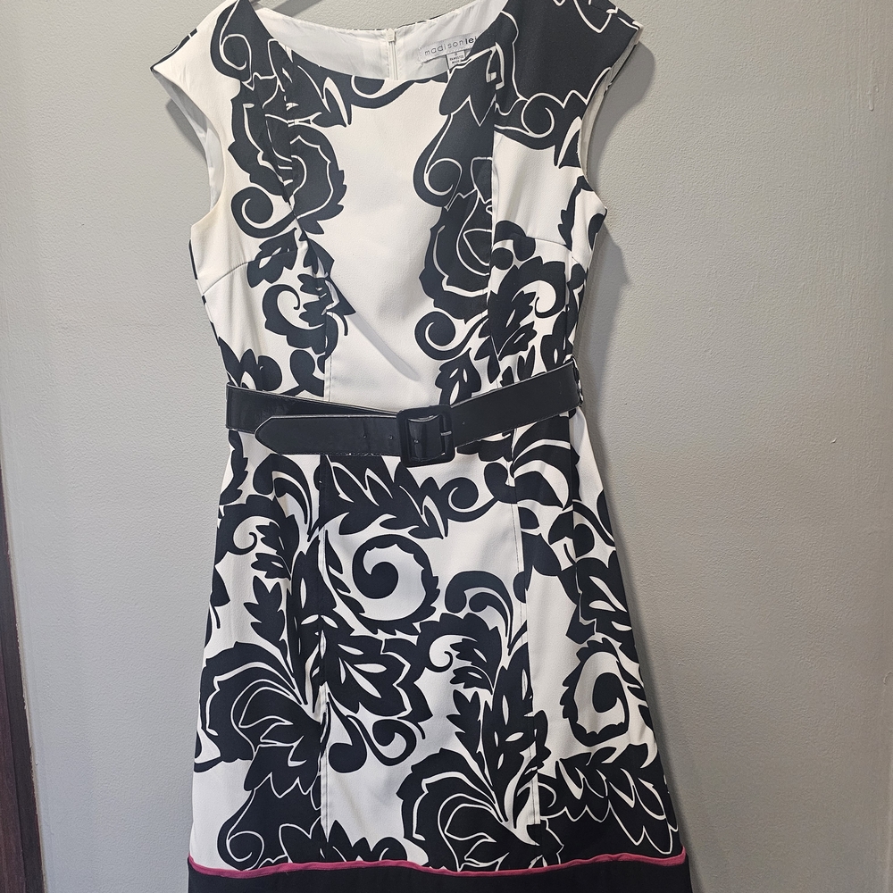 Madison Leigh Black and White Floral Midi Dress